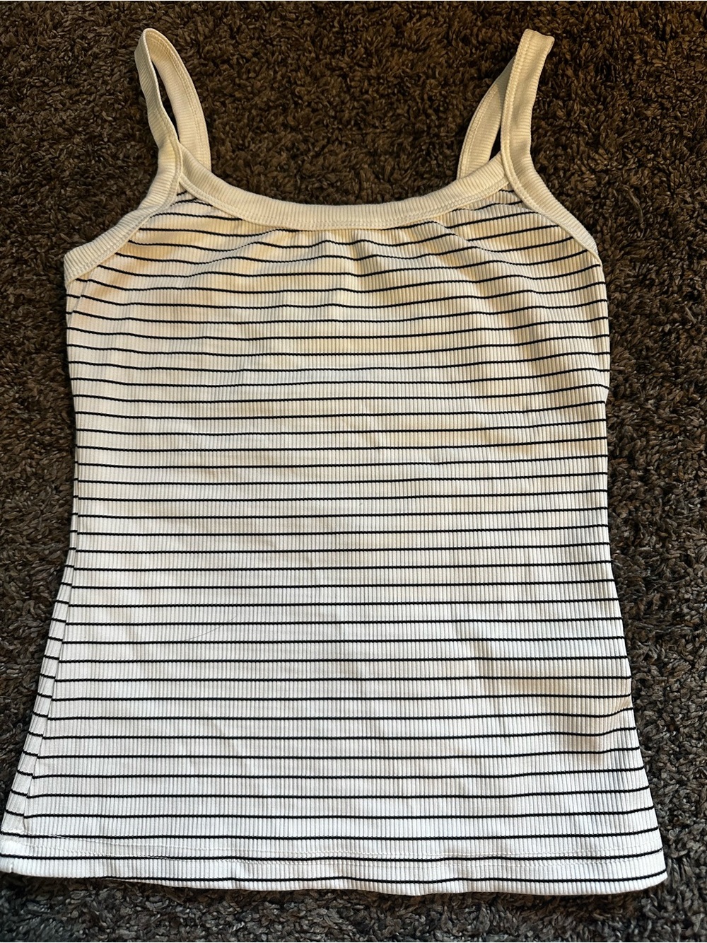 Princess Polly Classic Striped Ribbed Cami Tank Top - White/Black